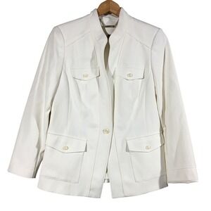 White House Black Market One Button Blazer Jacket‎ Cream Ivory Women's Size 10